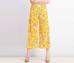 Womens Floral Print Culottes  Yellow