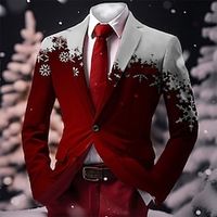 Snowflake Business Men's Coat Blazer Christmas Work Wear to work Fall  Winter Turndown Long Sleeve Wine Dark Navy Green S M L Polyester Weaving Jacket miniinthebox - thumbnail