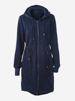 Casual Women Hooded Zipper Drawstring Coat