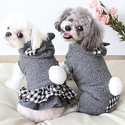 Petstyle Autumn Winter New Checkered Little Bear Couple Hoodie Comfortable Lightinthebox