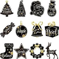 24pcs New Year Black Color Wooden Hanging Ornaments Tree Decorations Yard Decoration Yard Supplies Party Decor Holiday Supplies Holiday Arrangement Garden Decor miniinthebox