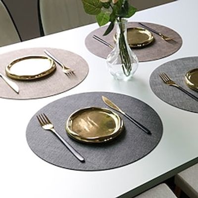 Circular Pvc Leather Dining Mat with Fabric Pattern Nordic Style Western Dining Mat Hotel Dining Table Mat Waterproof Oil Proof and Thermal Insulation Mat Lightinthebox
