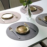 Circular Pvc Leather Dining Mat with Fabric Pattern Nordic Style Western Dining Mat Hotel Dining Table Mat Waterproof Oil Proof and Thermal Insulation Mat Lightinthebox - thumbnail