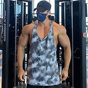 Men's Running Tank Top Workout Tank Racerback Sleeveless Vest  Gilet Athletic Athleisure Breathable Soft Sweat wicking Running Jogging Training Sportswear Activewear Camo  Camouflage Black Red Blue Lightinthebox