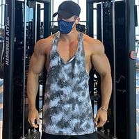Men's Running Tank Top Workout Tank Racerback Sleeveless Vest  Gilet Athletic Athleisure Breathable Soft Sweat wicking Running Jogging Training Sportswear Activewear Camo  Camouflage Black Red Blue Lightinthebox - thumbnail