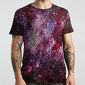 Men's Unisex Tee T shirt 3D Print Galaxy Graphic Prints Plus Size Print Short Sleeve Casual Tops Basic Designer Big and Tall Purple miniinthebox