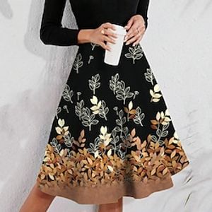 Women's Skirt A Line Swing Knee-length Polyester Yellow Purple Skirts Summer Print Fashion Casual Street Daily S M L Lightinthebox
