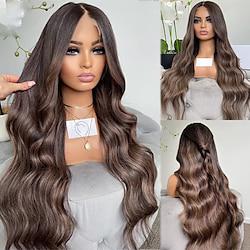 Remy Human Hair 13x4 Lace Front Wig Free Part Brazilian Hair Wavy Multi-color Wig 130% 150% Density with Baby Hair 100% Virgin Glueless For Women Long Human Hair Lace Wig Lightinthebox