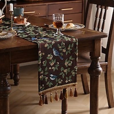 American Style Retro Long Table Runner Tea Mat Western Dining Table Runner Cloth Light Luxury  Jacquard Embroidery High-End Feeling Long Table Cloth Table人 Cover Kitchen Decoration Lightinthebox