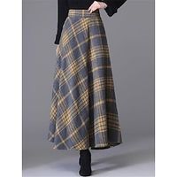 Women's A Line Plaid Ptint Skirts Maxi Yellow Red Skirts Fall  Winter Lined Casual Vacation Daily M L XL Lightinthebox - thumbnail