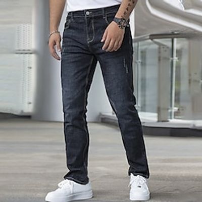 Men's Jeans Trousers Denim Pants Zipper Button Pocket Plain Comfort Breathable Outdoor Daily Going out Fashion Casual Dark Blue miniinthebox Men's Jeans Trousers Denim Pants Zipper Button Pocket Plain Comfort Breathable Outdoor Daily Going out Fashion Casual Dark Blue miniinthebox