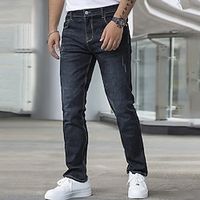 Men's Jeans Trousers Denim Pants Zipper Button Pocket Plain Comfort Breathable Outdoor Daily Going out Fashion Casual Dark Blue miniinthebox