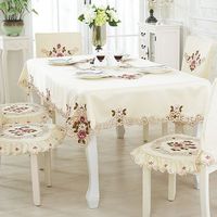 European Pastoral Flower Lace Embroidered Tablecloth