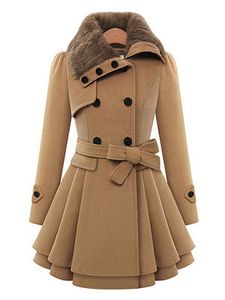 Fold-Over Collar Plain Coat