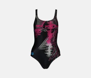 Womens Pacer One Piece Swimwear  Black/Rose
