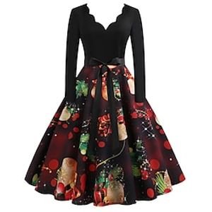 Santa Claus Christmas Dress Fancy Christmas Dress Women's 1950s Christmas Christmas New Year Christmas Eve Adults' Party Christmas New Year Eve Polyester Dress miniinthebox