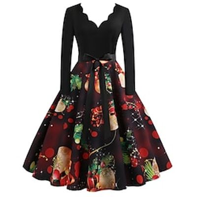 Santa Claus Christmas Dress Fancy Christmas Dress Women's 1950s Christmas Christmas New Year Christmas Eve Adults' Party Christmas New Year Eve Polyester Dress miniinthebox