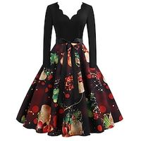 Santa Claus Christmas Dress Fancy Christmas Dress Women's 1950s Christmas Christmas New Year Christmas Eve Adults' Party Christmas New Year Eve Polyester Dress miniinthebox - thumbnail
