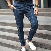 Men's Trousers Chinos Chino Pants Pocket Plaid Comfort Breathable Outdoor Daily Going out Fashion Casual Black Blue miniinthebox - thumbnail