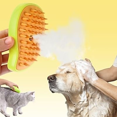Steamy Pet Brush, Cat Steam Brush with Release Button, 3 IN 1 Cat Grooming Brush Self Cleaning Steam Spray Cat Brush for Removing Tangled and Loose Hair Lightinthebox