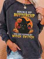 Women's Buckle Up Buttercup You Just Flipped My Witch Switch Halloween Sweater