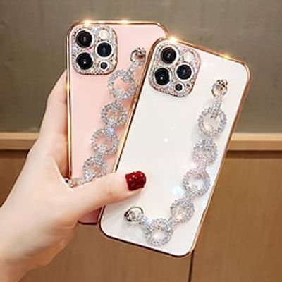 Luxury Lens Protective Glitter Diamond Wrist Chain Soft Phone Case For iPhone 14 13 12 11 Pro Max 7 8 Plus X XR XS SE 2 3 Cover Lightinthebox