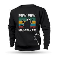 Animal Cat Men's Fashion Sweatshirt Vacation Going out Streetwear Sweatshirts Black Navy Blue Crew Neck Spring   Fall Designer Hoodie Sweatshirt Lightinthebox - thumbnail