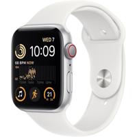 Apple Watch SE (2023) | GPS + Cellular | 44mm Silver Aluminum Case | White Sport Band (Regular) | Middle East Version