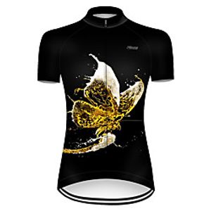 21Grams Women's Short Sleeve Cycling Jersey Summer Nylon Polyester Black / Yellow Butterfly Solid Color Oktoberfest Beer Bike Jersey Top Mountain Bike MTB Road Bike Cycling Ultraviolet Resistant miniinthebox