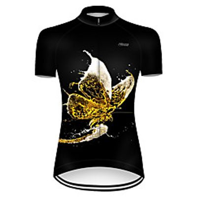 21Grams Women's Short Sleeve Cycling Jersey Summer Nylon Polyester Black / Yellow Butterfly Solid Color Oktoberfest Beer Bike Jersey Top Mountain Bike MTB Road Bike Cycling Ultraviolet Resistant miniinthebox