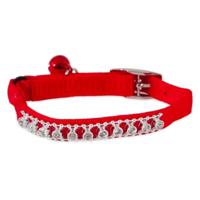 Petmate Cat Elastic Collar 3/8 X 8-10 Inch Red Bling