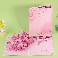 Pop Up Cherry Blossoms Birthday Card 3D Flower Bouquet Popup Card with Note Card and Envelope Mother's Day Pop Up Card Lightinthebox