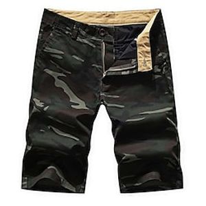 Men's Casual Sports Shorts Beach Shorts Multiple Pockets Calf-Length Pants Inelastic Camouflage Solid Color Lightweight Sports Mid Waist Army Green Dark Blue Brown 31 32 33 34 36 Lightinthebox