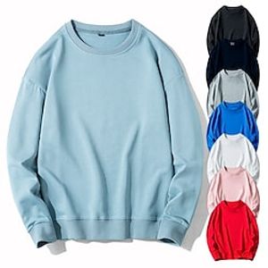 Men's Pullover Sweatshirt Long Sleeve Crew Neck Sweatshirt Outdoor Warm Breathable Stretchy Comfortable Winter Cotton Rosy Pink Royal Blue Red Fishing Beach Traveling Lightinthebox