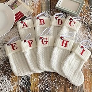 Christmas Stocking With 26 Letter, Initial Embroidered Mini Cute Christmas Stockings Cord With White Super Soft Plush Cuffs Christmas Decorations Lightinthebox