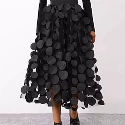 Women's Mardi Gras Skirt A Line Swing Maxi Polyester Black White Pink Royal Blue Skirts Summer Tulle High Waist Fashion Casual Date Vacation One-Size Lightinthebox