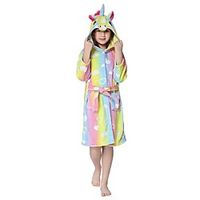 Kid's Kigurumi Pajamas Slippers Cartoon Onesie Pajamas Flannel Fabric Rainbow Cosplay For Boys and Girls Animal Sleepwear Cartoon Festival / Holiday Costumes / Waist Belt miniinthebox - thumbnail