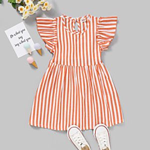 Kids Toddler Little Girls' Dress Striped Print Red Knee-length Sleeveless Active Dresses Summer Regular Fit 2-8 Years Lightinthebox