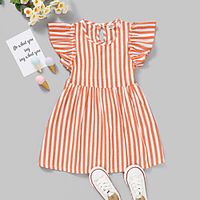 Kids Toddler Little Girls' Dress Striped Print Red Knee-length Sleeveless Active Dresses Summer Regular Fit 2-8 Years Lightinthebox - thumbnail