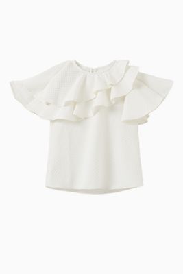 Asymmetric Textured Collar Top