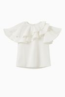Asymmetric Textured Collar Top - thumbnail