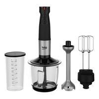 Beko Inox Housing, 750 W Motor Power, Variable Speed Setting, Turbo Function, Stainless Steel Chopping Blades, Glass Chopper Bowl - 1 Ltr, Double Beater Attachment, Plastic Scaled Beaker - HBA81762BX