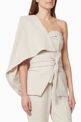 Belted Asymetrical Cape Blazer Belted Asymetrical Cape Blazer