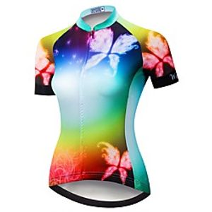21Grams Women's Short Sleeve Cycling Jersey Summer Spandex Polyester BlueGreen Bike Jersey Top Mountain Bike MTB Road Bike Cycling Quick Dry Moisture Wicking Breathable Sports Clothing Apparel Lightinthebox