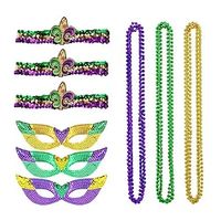 Carnival Mardi Gras Carnival Sequin Hat Bead Chain Sequin Mask Set Socks New Orleans Dress Up Lightinthebox - thumbnail