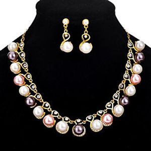 Women's Jewelry Set Bridal Jewelry Sets Cut Out Precious Fashion Imitation Pearl Rhinestone Gold Plated Earrings Jewelry Rainbow For Christmas Wedding Party Evening Gift Formal 1 set miniinthebox