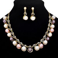 Women's Jewelry Set Bridal Jewelry Sets Cut Out Precious Fashion Imitation Pearl Rhinestone Gold Plated Earrings Jewelry Rainbow For Christmas Wedding Party Evening Gift Formal 1 set miniinthebox - thumbnail