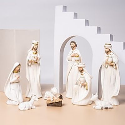 Christmas Manger Decorations Set, Nativity Scene Art Statue Decor for Home Catholic Church Decoration, 2023 New Year Christmas Manger Decorations Outdoor Xmas Gift miniinthebox