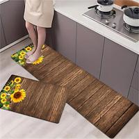 Sunflowers Wood Plat Area Rug Kitchen Mat Non-Slip Oil Proof Floor Mat Livingroom Rug Indoor Outdoor Mat Bedroom Decor Bathroom Mat Entrance Rug Door Mat Lightinthebox