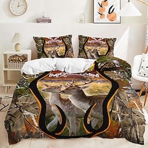 Animal Deer Scenery Duvet Cover Bedding Sets Comforter Cover with 1 Duvet Cover or Coverlet,1Sheet,2 Pillowcases for Double/Queen/King(1 Pillowcase for Twin/Single) miniinthebox